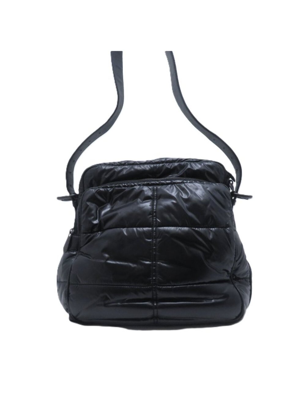 Bottega Veneta Spinnaker Shoulder Bag Black Nylon Leather